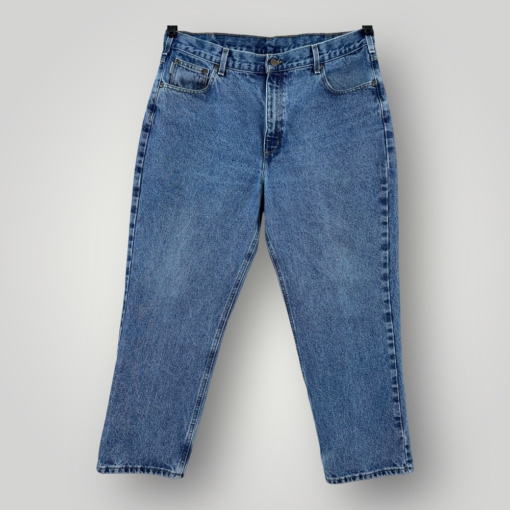 Carhartt Jeans Men's 40x30 Traditional Fit Medium Wash Blue‎ Denim Work B180 DST